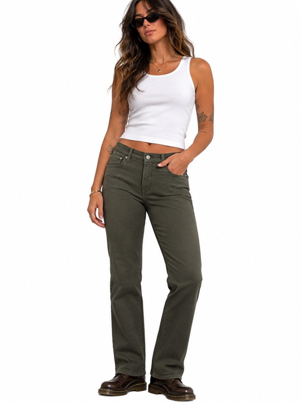 Levi’s 314 Shaping Straight Olive Green Jeans Women’s Size 31 Mid Rise